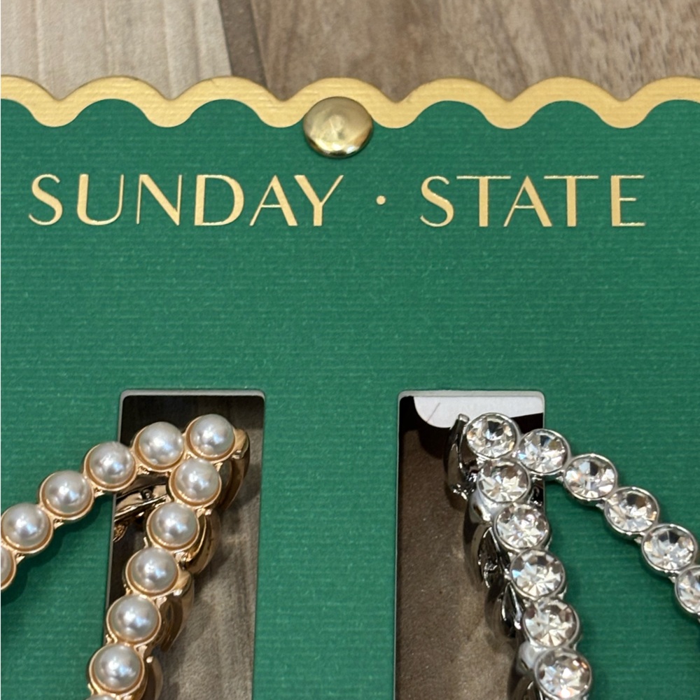 NWT Sunday State Pearl and Crystal Hair Claw Clips - Picture 2 of 5